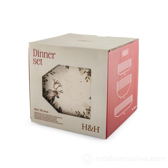 Servizio piatti in stoneware 18 pezzi Nordic Garland
