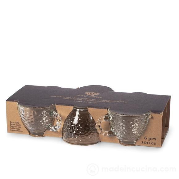 Set 6 tazzine da caffè in vetro Pearls Luxor