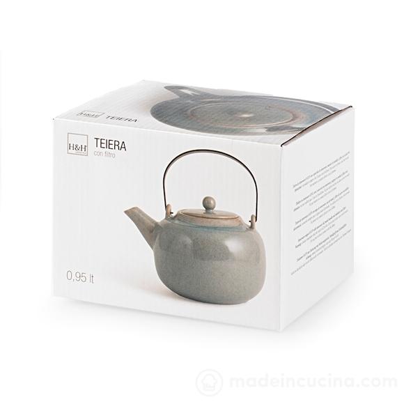 Teiera in stoneware grigio con filtro 0,95 litri