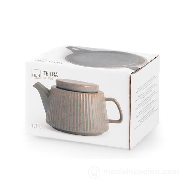 Teiera in stoneware grigio con filtro 1,1 litri