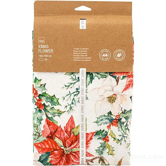 Tovaglia natalizia in poliestere Xmas Flower cm 140x180