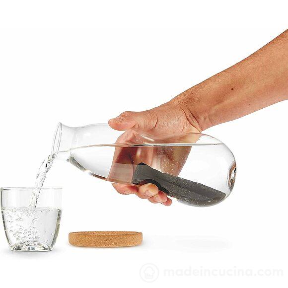 Bottiglia in vetro Personal Carafe con bicchiere e sottobottiglia in sughero