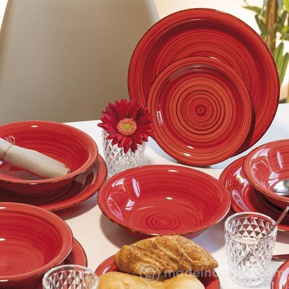 Servizio piatti 12 pz in stoneware Dubai Red