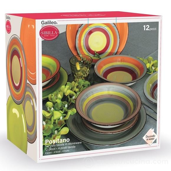 Servizio piatti 12 pz in gres Positano Sibilla