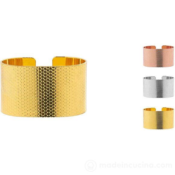 Set 6 lega tovaglioli in metallo finitura oro argento e rame