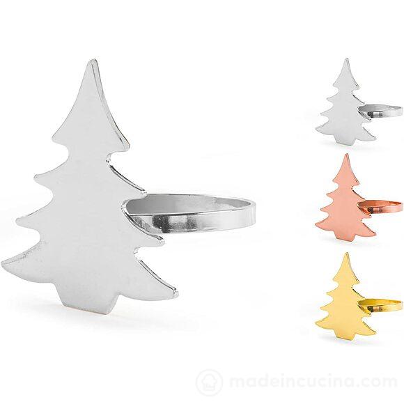 Set 6 lega tovaglioli decoro albero in metallo finitura oro argento e rame