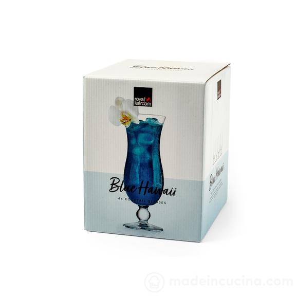 Set 4 calici in vetro Hurricane Blue Hawaii cl 44