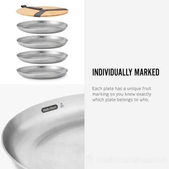 Set 4 piatti in acciaio inox Picnic Plate