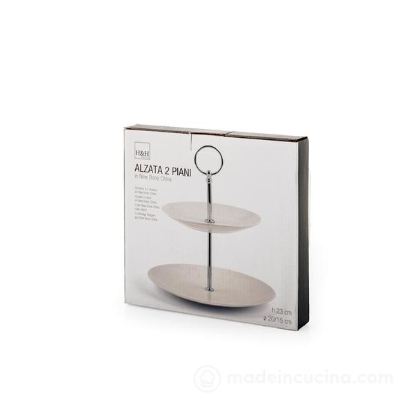 Alzata a due piani cm 15-20 con manico cromato