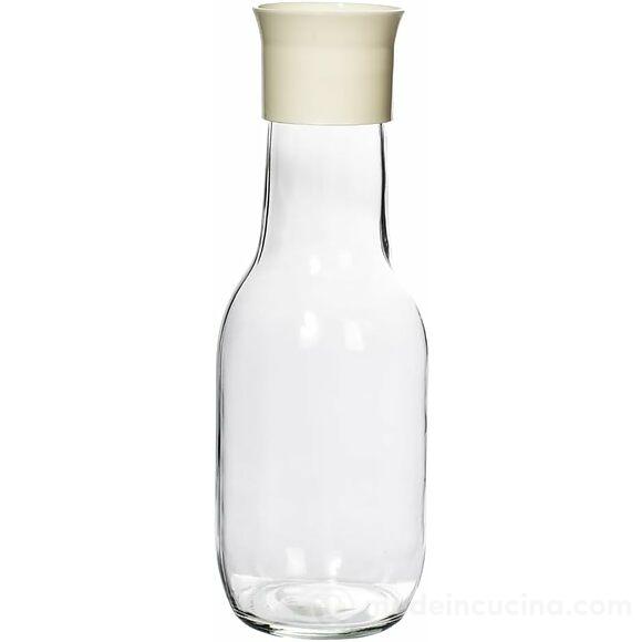 Brocca in vetro trasparente con tappo colorato 1 litro (colori assortiti)