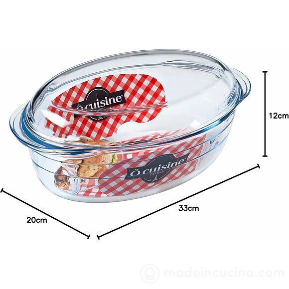 Casseruola ovale in vetro borosilicato con coperchio Ocuisine