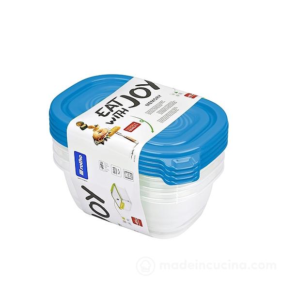 Set 4 contenitori per alimenti in plastica Sunshine azzurro 0,5 litri